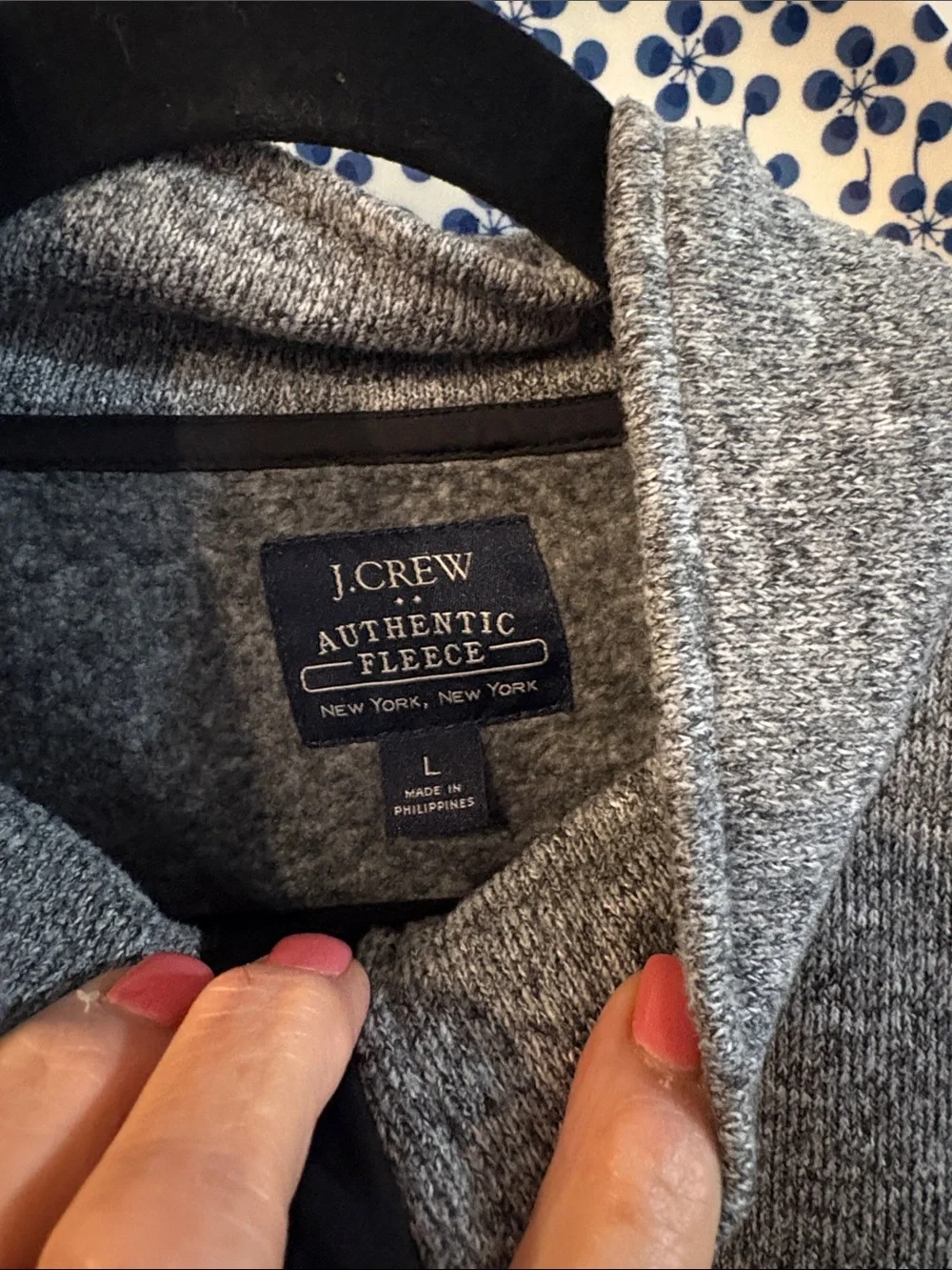 J. Crew Men's Heather Gray Quarter-Zip Sweater with Black Trim
